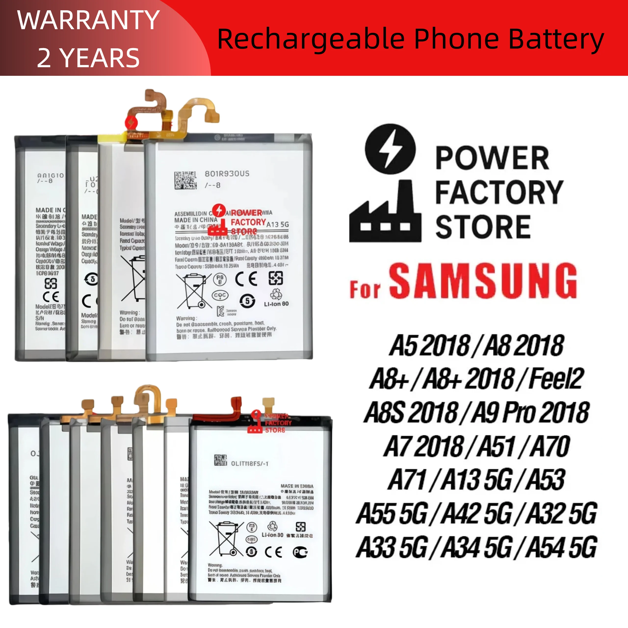 

Premium Brand-New Phone Battery High Capacity Replacement for Samsung A5 A7 A8 A8+ A8S 2018 Feel2 A9 Pro 2018 A51 A70 A71 Series