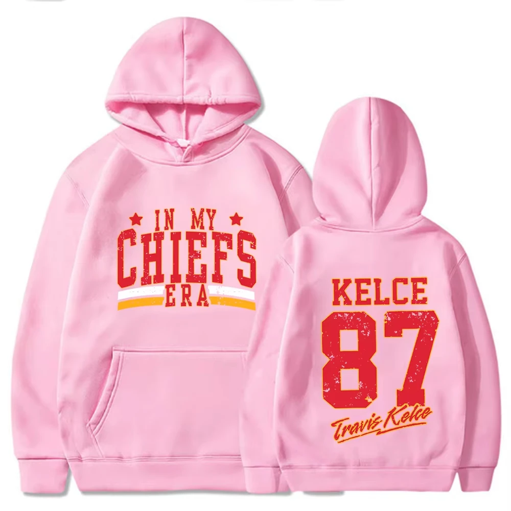 American Football Sweatshirt Men'S And Women'S Loose Casual Hoodie KC Chief Travis Kelce No.87 Long Sleeved Oversized Pullover﻿