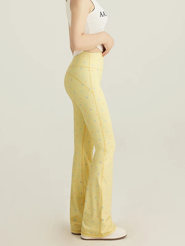 ハイウエスト水玉プリントカジュアルパンツヨガパンツ女性のフレアパンツ COFEIPARD レディース快適な通気性ファイオン