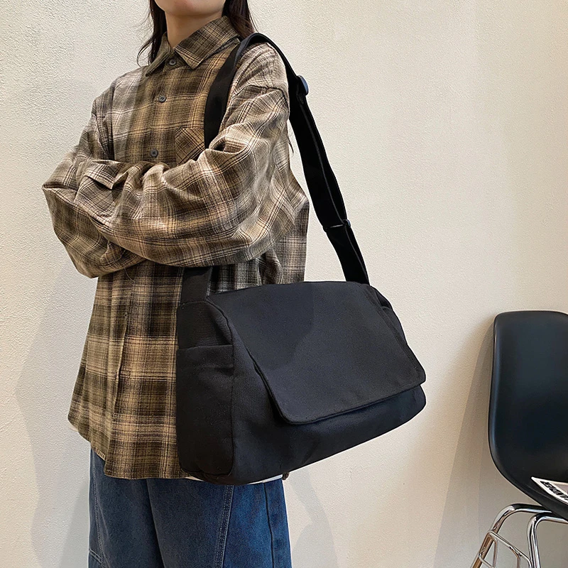 Large Capacity Canvas Shoulder Bags Solid Soft Denim Leisure Or Travel Bag for Women Fashion Fatchels Winter Package 2022 New
