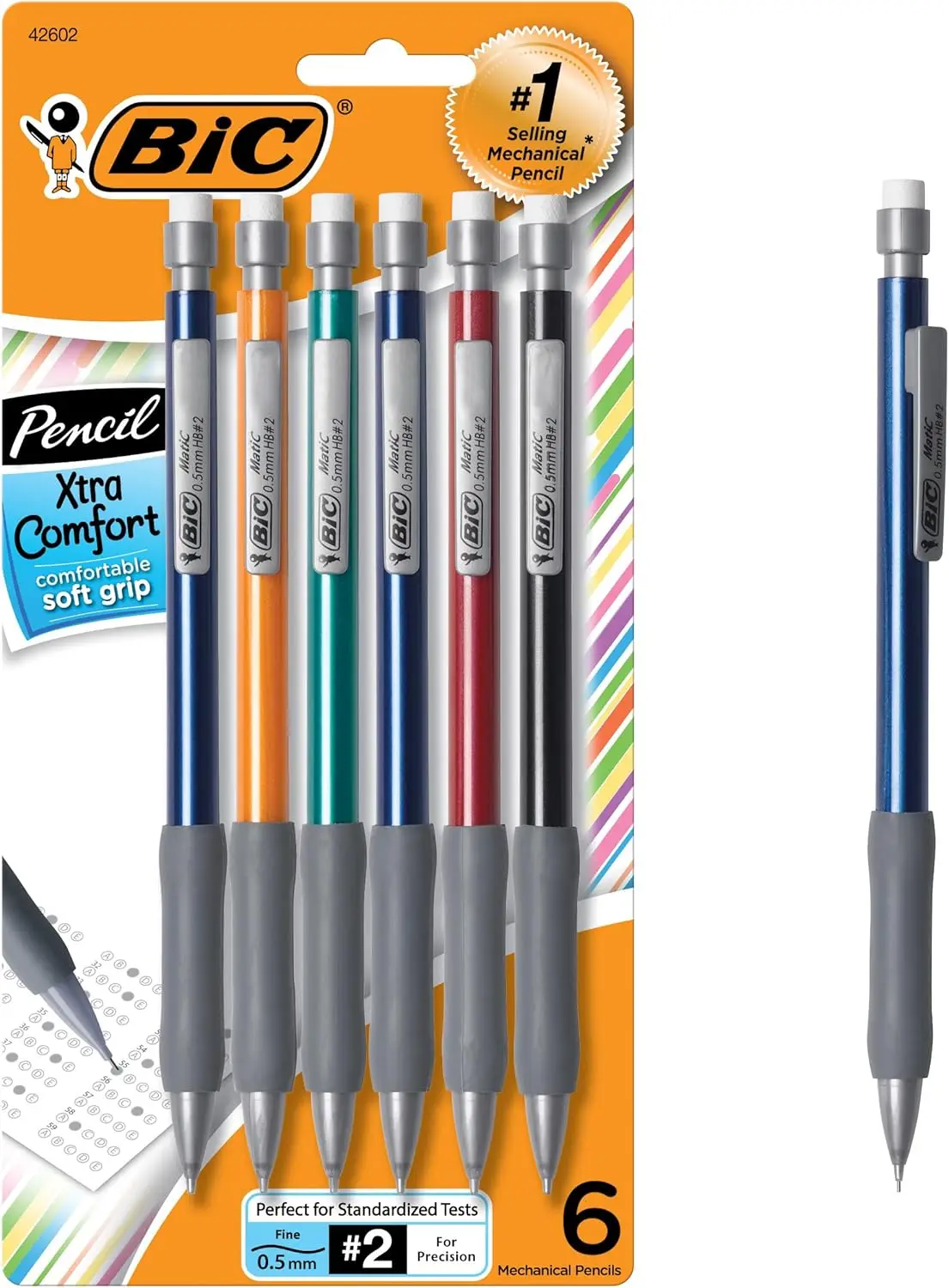 

Mechanical Pencils with Erasers, Fine Point 0.5mm, 6-Count Pack for School and Office