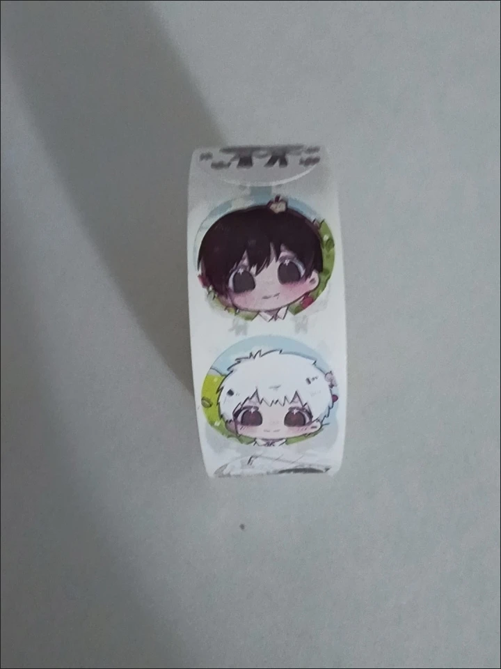 Two Boys Round Stickers 500pcs Loop Roll Chibi Anime Boy Matching Outfits Diary Notebook Bullet Journal Cover Desk Decor