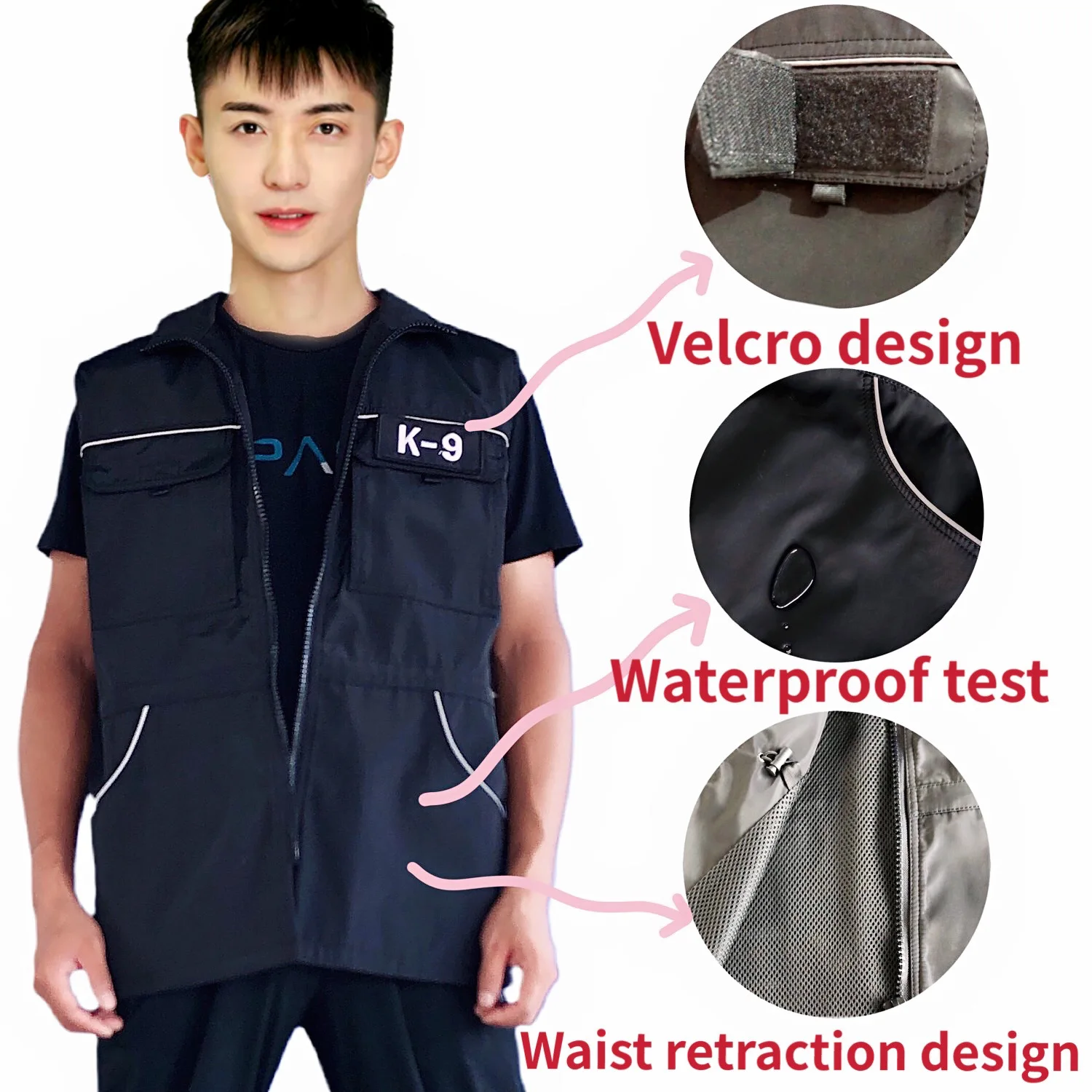 Dog Trainer Vest Reflective Dog Trainer Jacket with Multi Pockets Adjustable Waist Drawstring Handler Training Clothes M to XXXL
