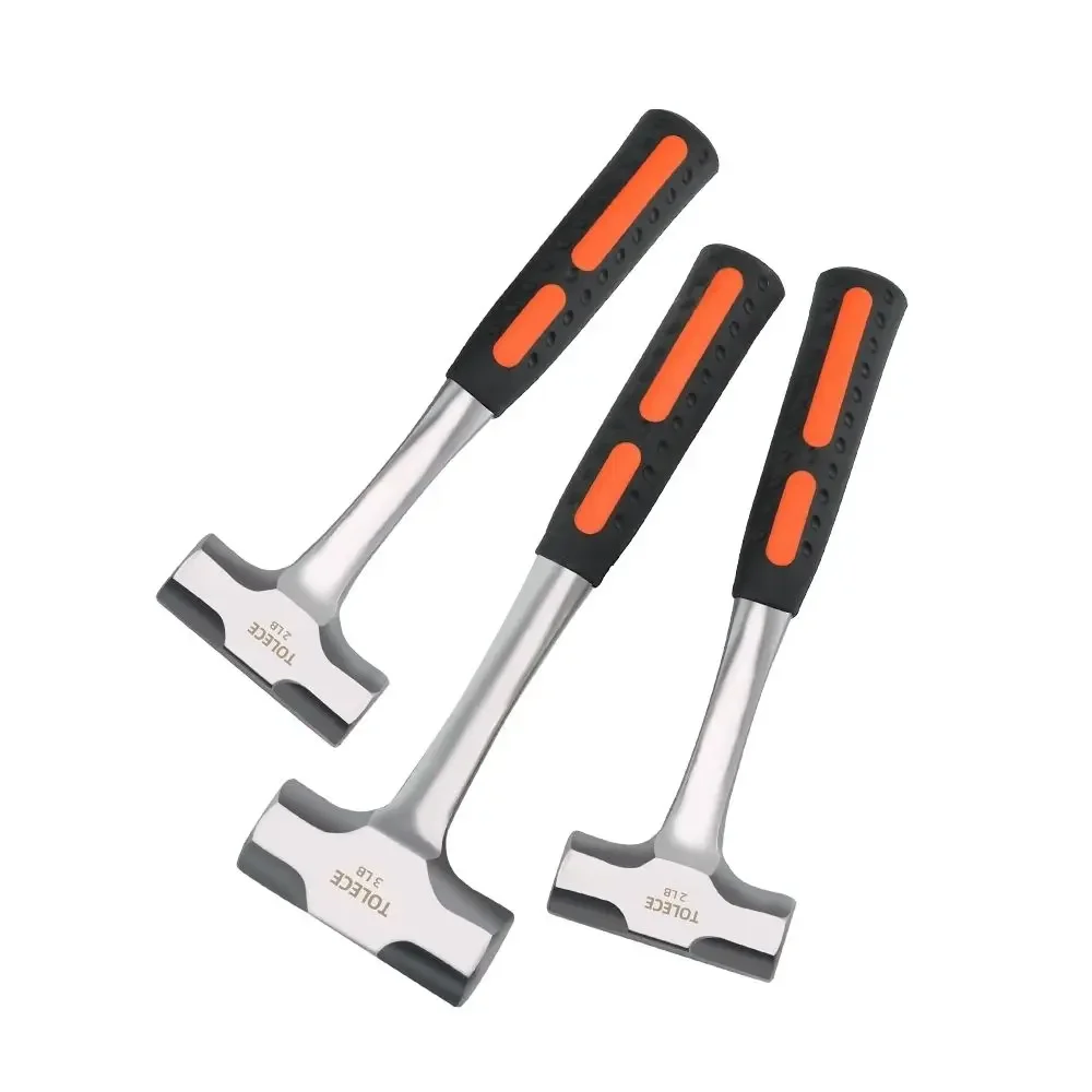 Heavy duty dismantling wall with connected iron hammer, large square headed stone worker shock-absorbing hammer