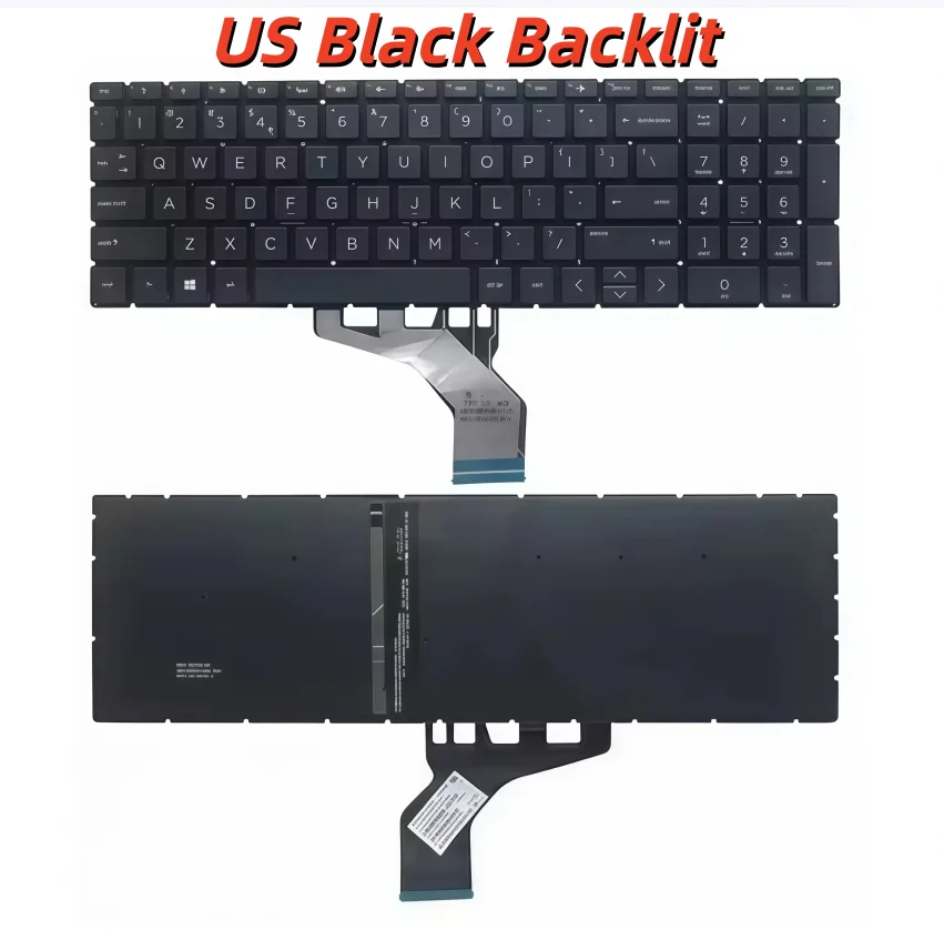 US-Laptop-Tastatur mit Hintergrundbeleuchtung für HP Pavilion 250 G9 255 G9 256 G9 Schwarz