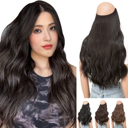 Daliy-Extensions de cheveux à clipser invisibles pour femmes, vague synthétique, ligne de poisson, faux postiche naturelle, faux morceau de cheveux noirs, M12