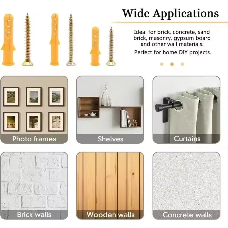 88 قطعة المراسي ومسامير الحوائط الجافة مجموعة متنوعة M6/8/10 مسامير برأس مسطح مطلية بالزنك لأعمال النجارة وأنابيب التوسعة