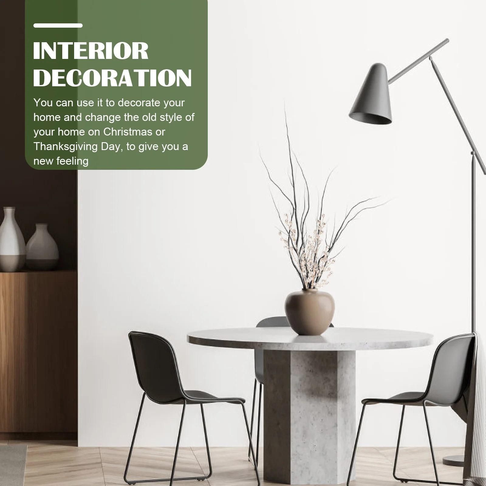 

2Pcs Artificial Xmas Picks Acrylic Berry Stems for Christmas Tree Wreath Decor Vase Floral Arrangement Fake Xmas Branches