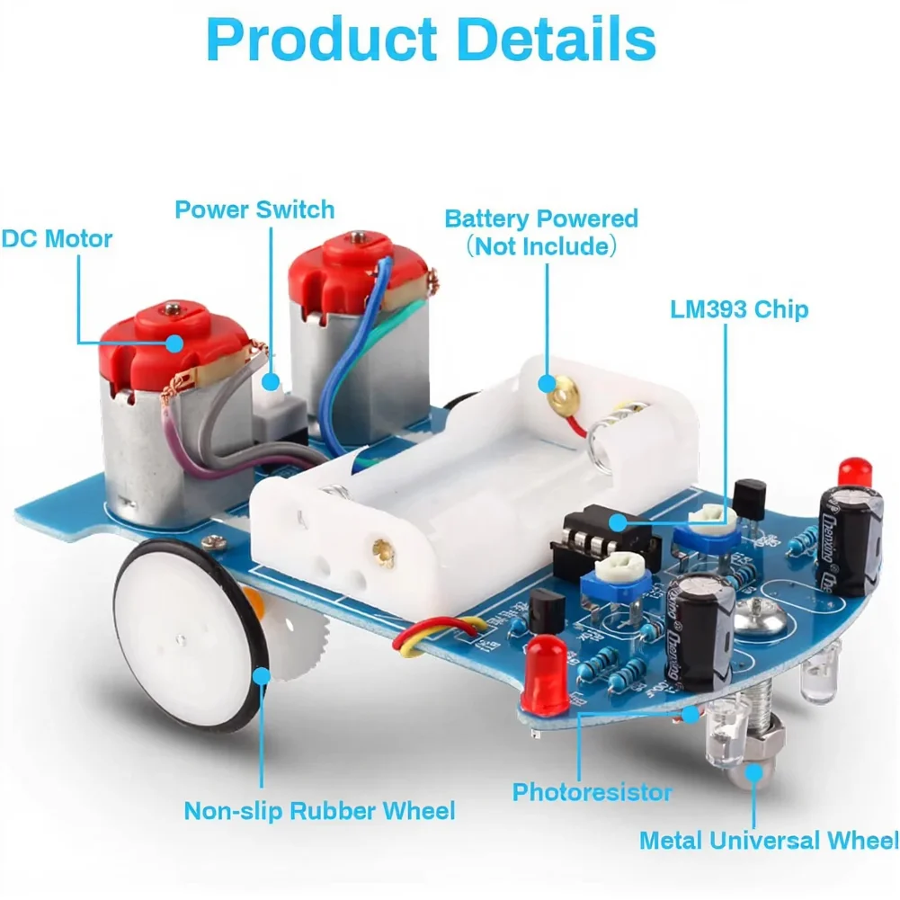Smart Line Follower Robot Car Kit With Automatic Sensing Red LED Sensor DIY Welding Practice Electronic Project For Teaching
