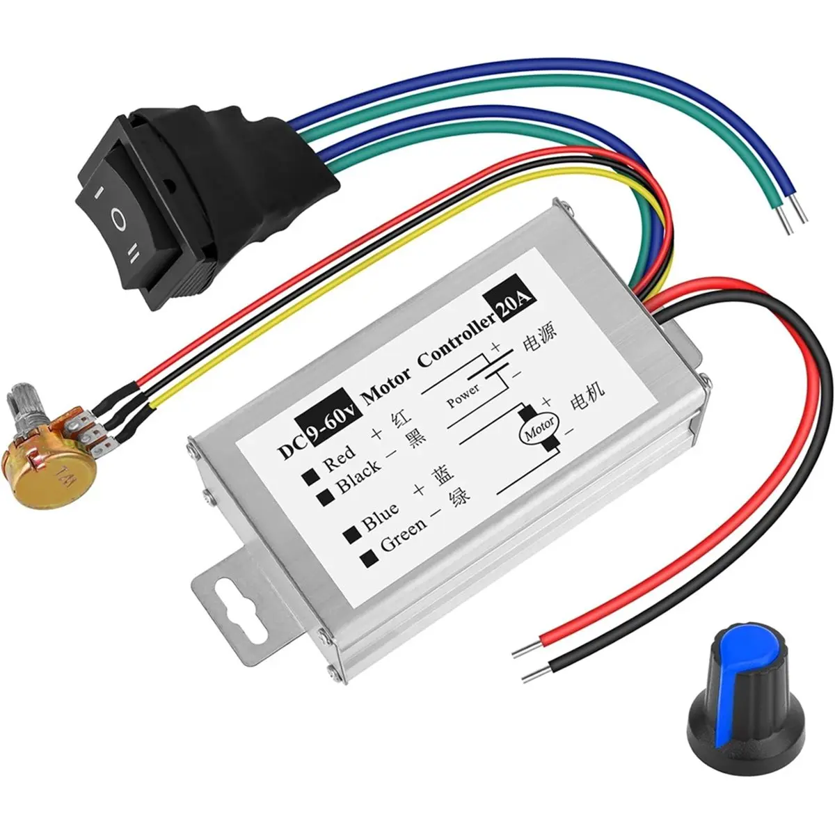 A10I PWM DC Motor Speed Controller 9V-60V, 20A Brush Motor Driver Controls Module, DC Speed Regulator Motor Driver 1200W