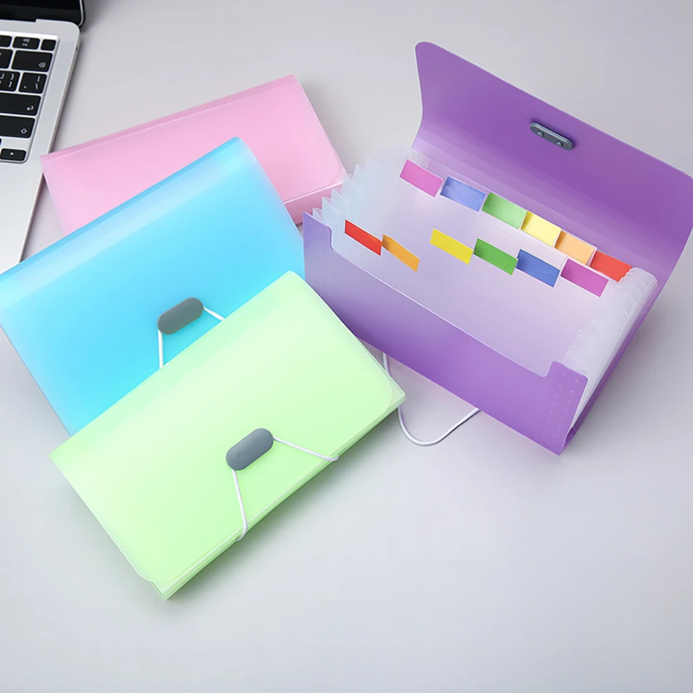 Candy Colored A6 mini 13 Grid Organ Bag, Multi-Layer Folder, Bill Folder, Information Booklet, File Storage