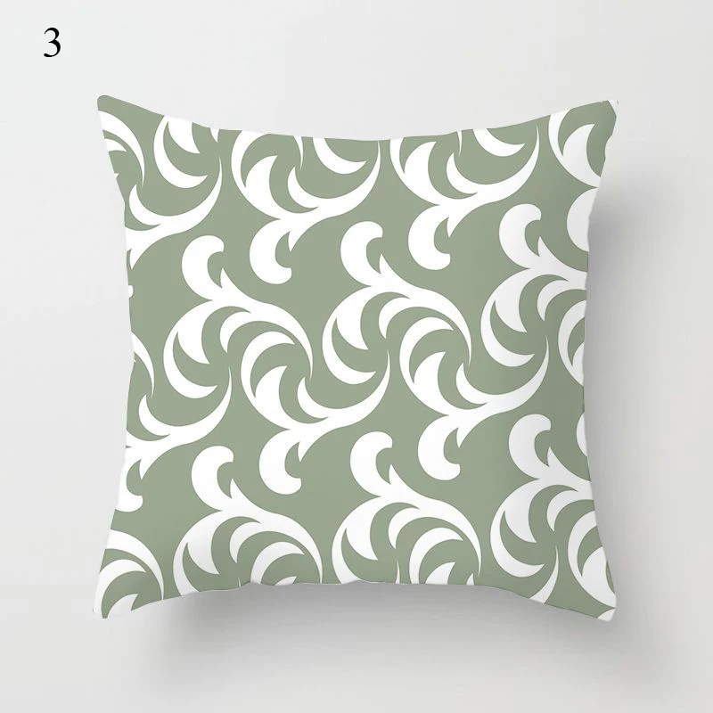 45 * 45cm Simple Geometry Fresh Green Printing Pattern Cushion Cover for Home Living Room Sofa Decoration Pillow