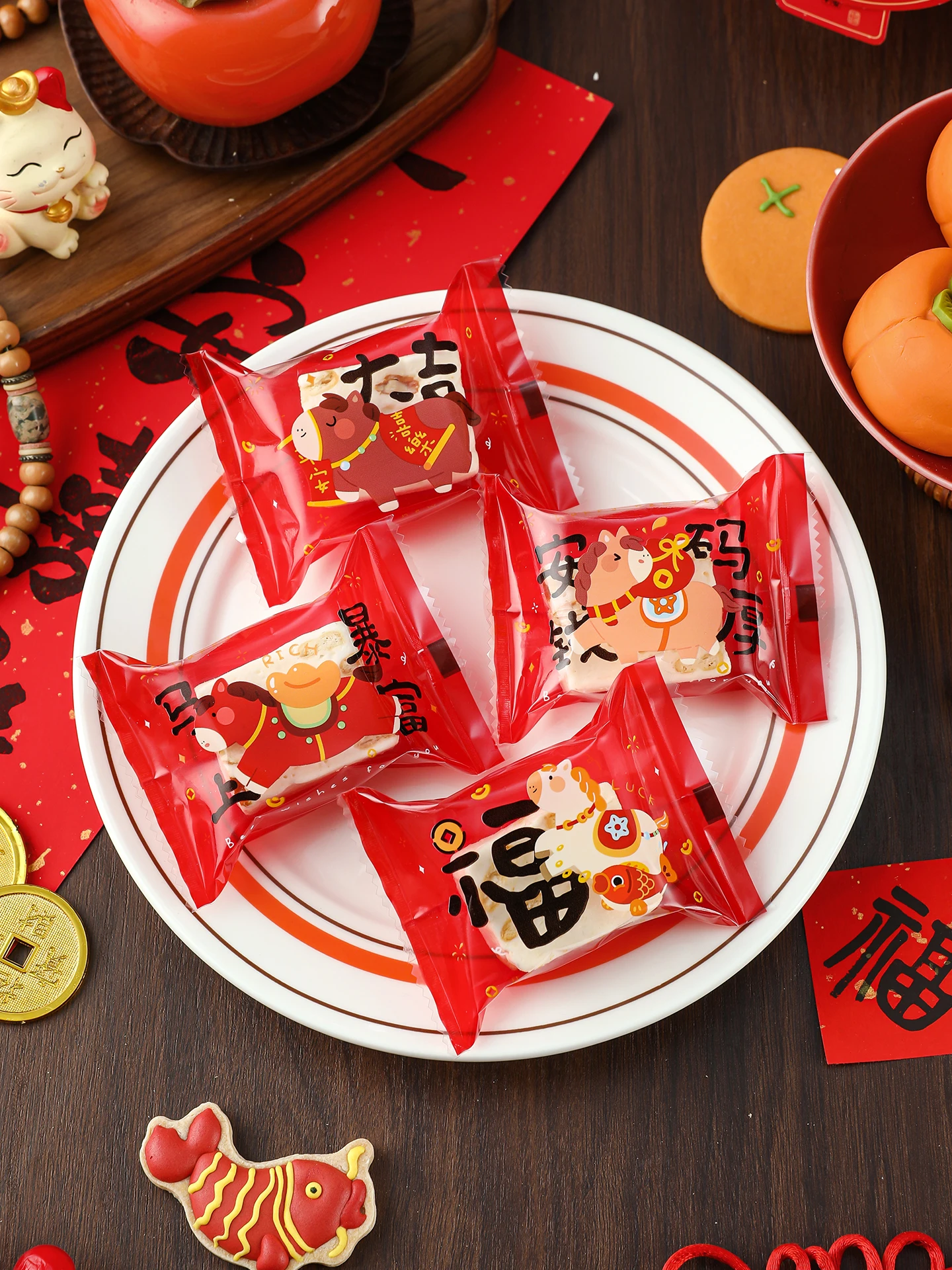 Galletas de Almendra con Caramelo y Copos de Nieve para Hornear, Año Nuevo 2026, Empaquetadas Individualmente en Bolsa para Hornear, Cocinar y Uso en la Cocina