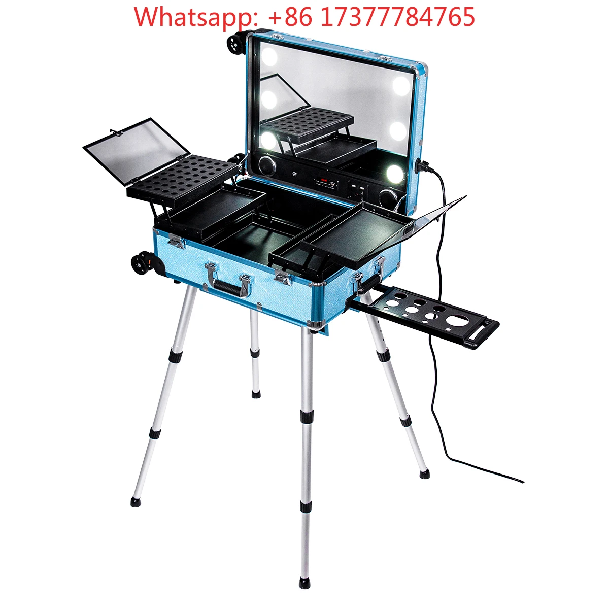Aluminum Rolling Trolley Makeup Case Vanity    Case Makeup Kit    Box Aluminum Tool Case