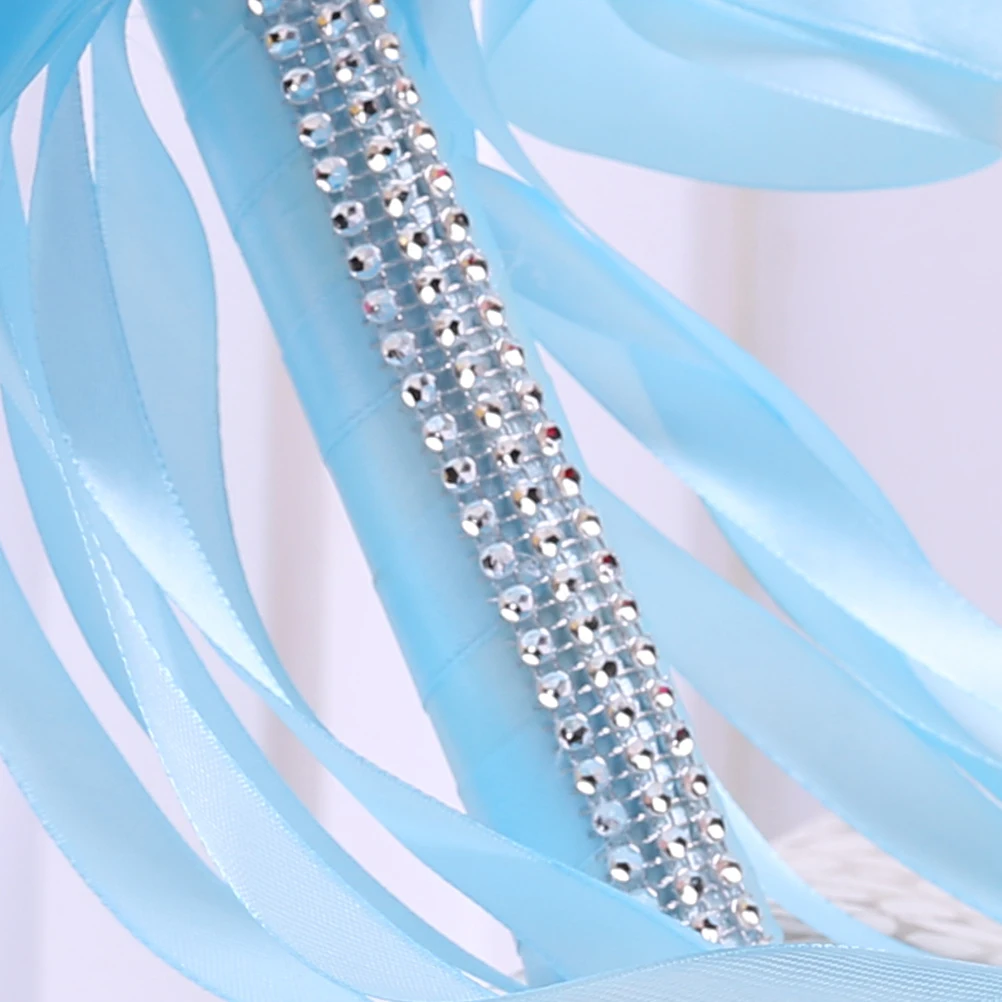 

White PE Roses Bridal Wedding Bouquet Artificial Flowers Rhinestones Decor Handmade Fake Centerpieces for Bride Romance