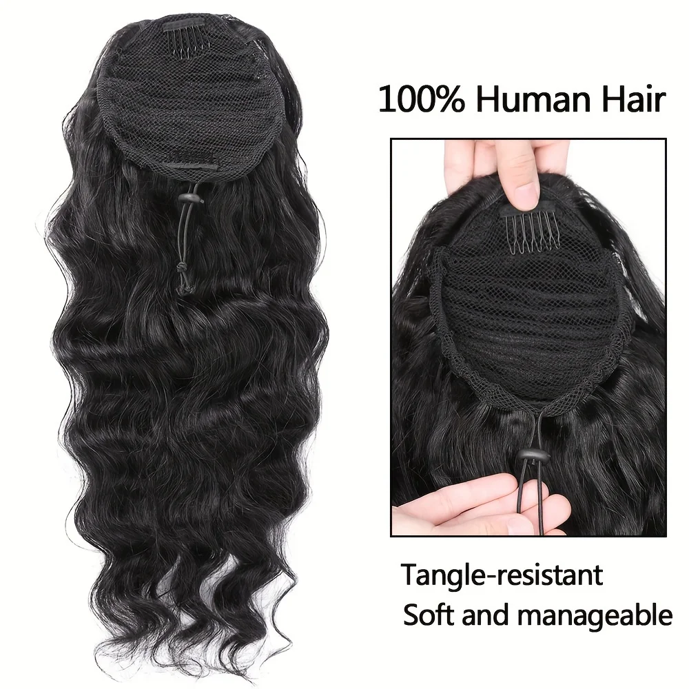 Loose Deep Wave Ponytail Extensions Drawstring 100% Human Hair Ponytail Extensions Clip In Human Hair Extensions For Women