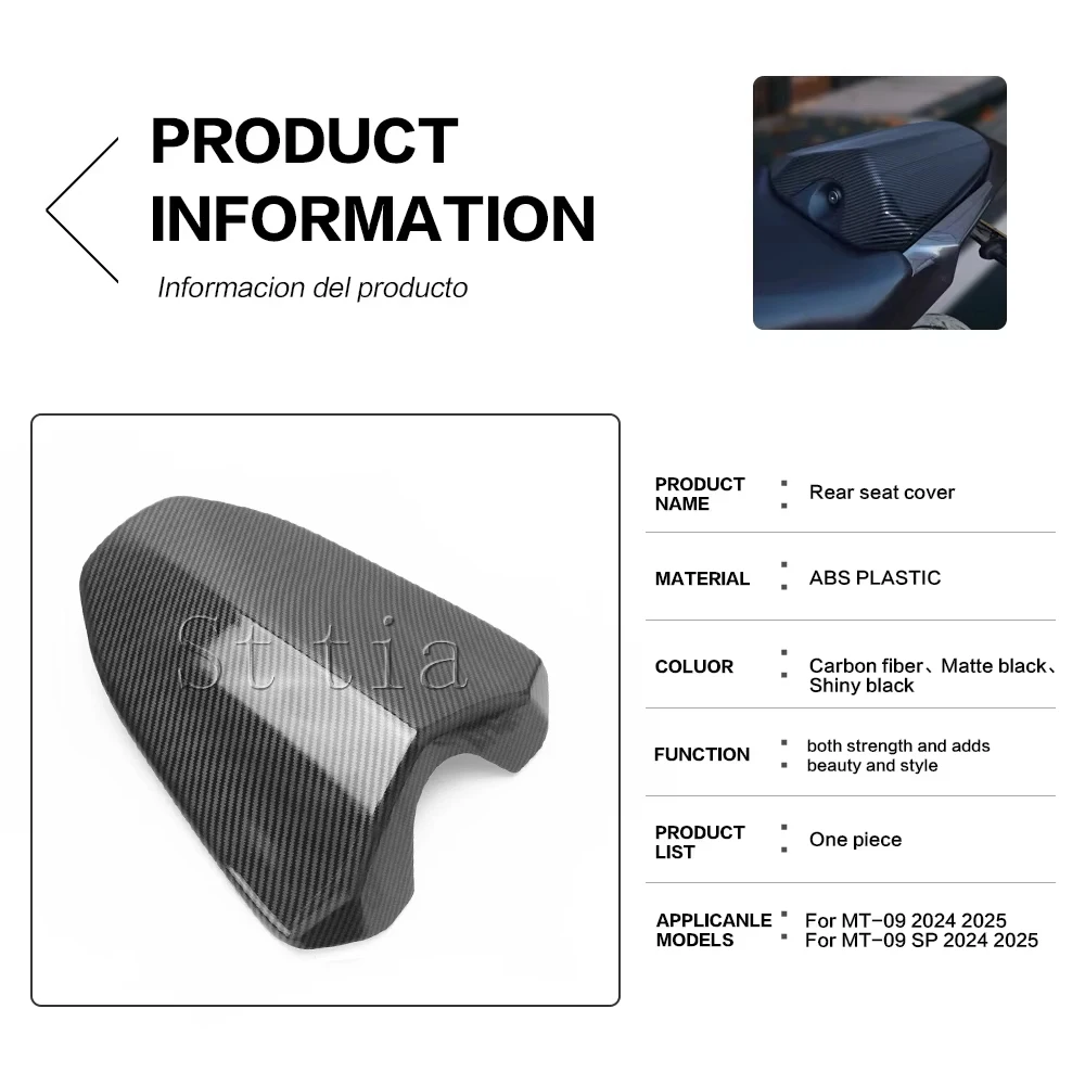 Para YAMAHA MT-09 SP MT09 cubierta de asiento trasero de pasajero carenado capó de asiento fibra de carbono mt09 sp 2024 2025 nuevos accesorios de motocicleta