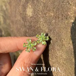 Natural Peridot 925 Sterling Silver Stud Earrings For Women Jewelry Gift Simple Peridot Jewelry Green