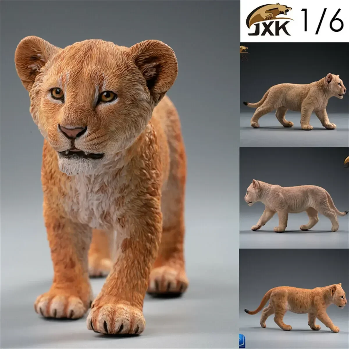 JXK 1:6 Scale Lion Cub Panthera leo Africa Animal Healing Figure Felidae Collector Toy Resin Desktop Decoration Gift