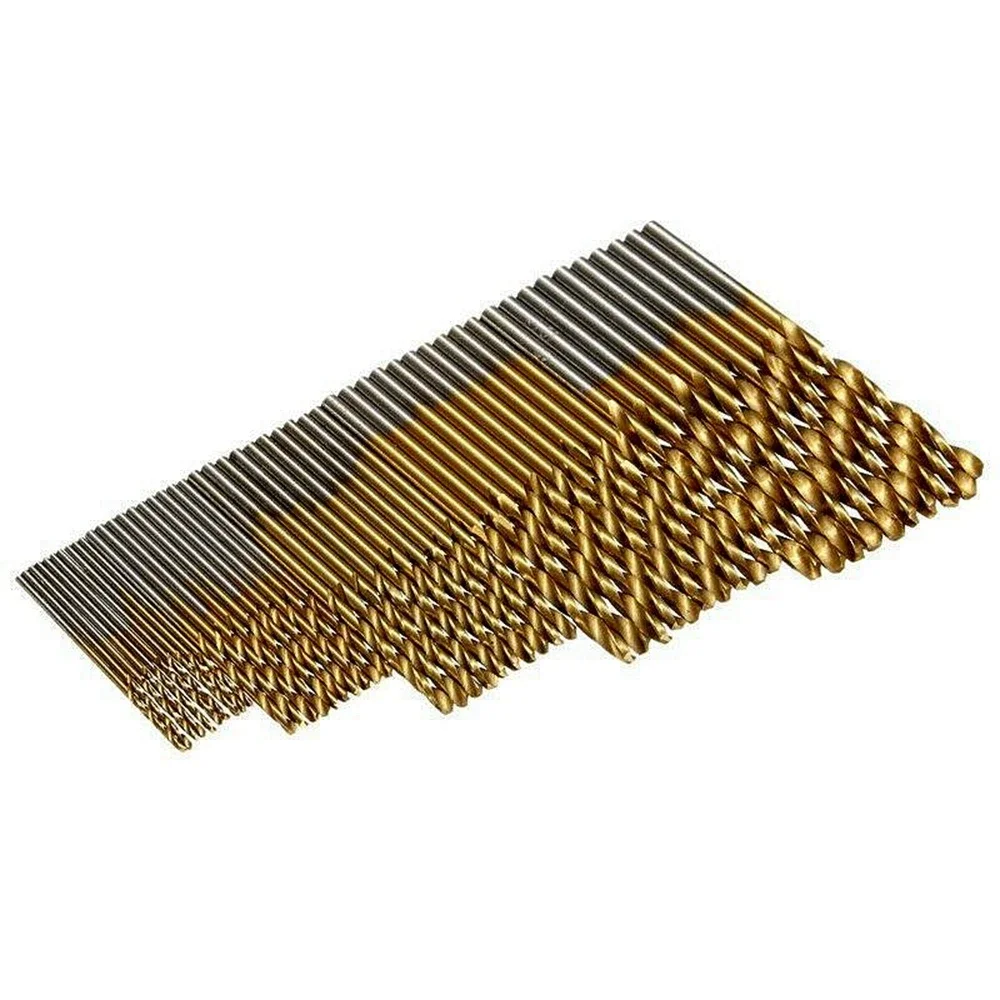 Jeu de forets hélicoïdaux en titane, HSS4241, acier élevé, travail du calcul, aluminium, plastique, 1mm, 1.5mm, 2.0mm, 2.5mm, 3mm, 50 pièces