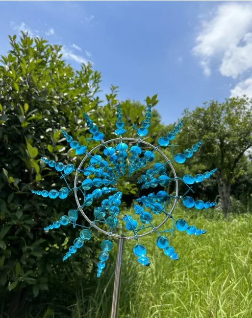 Aixiangru Windmühle aus Metall für den Außenbereich, rotierende Gartenkunst, dekorative Windmühle für Gartendekoration 7
