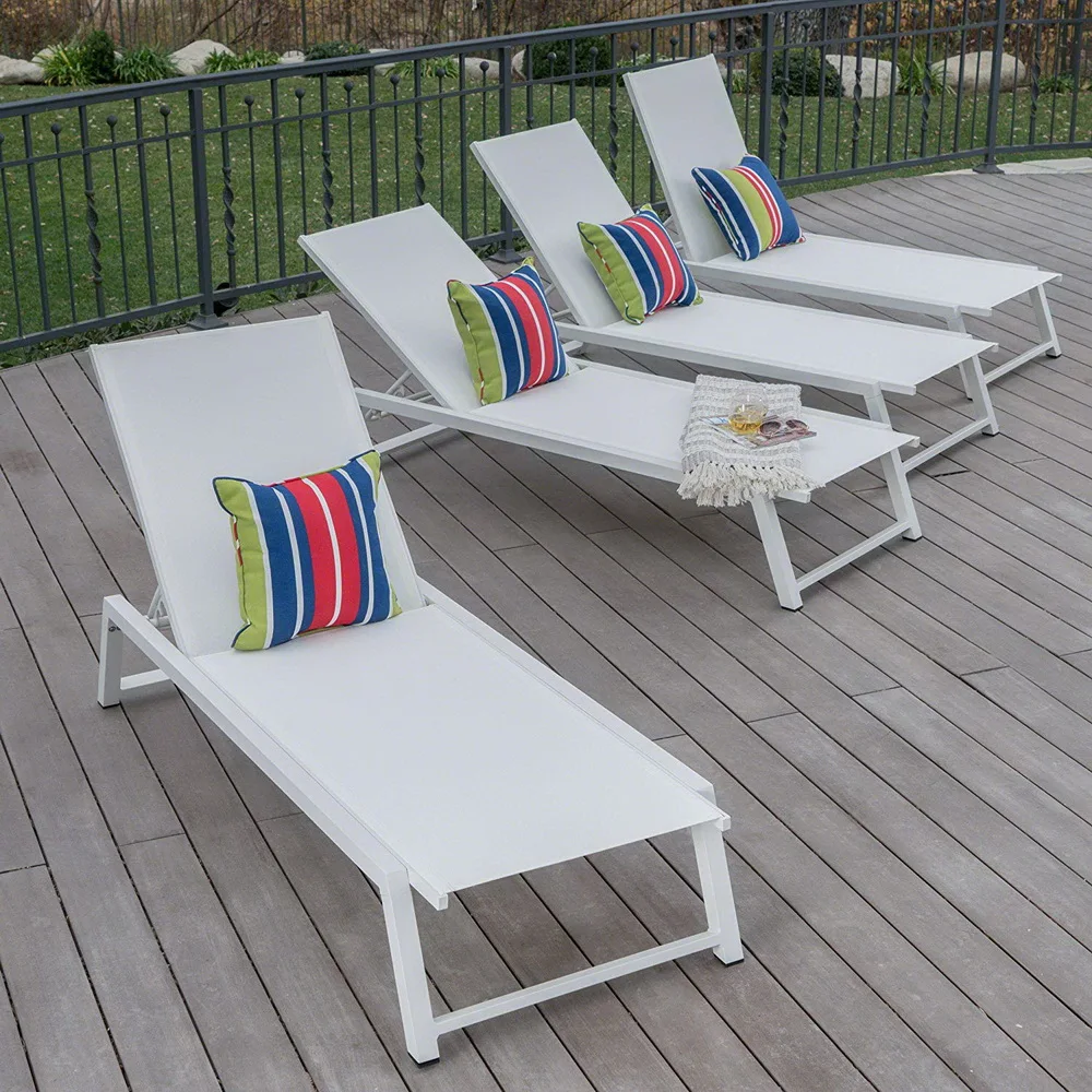 jd-Hot Sale Contemporary Patio Furniture Aluminum Beach Sun Bed Outdoor Chaised USA Sun Lounger Sling Garden Loungers Sales！