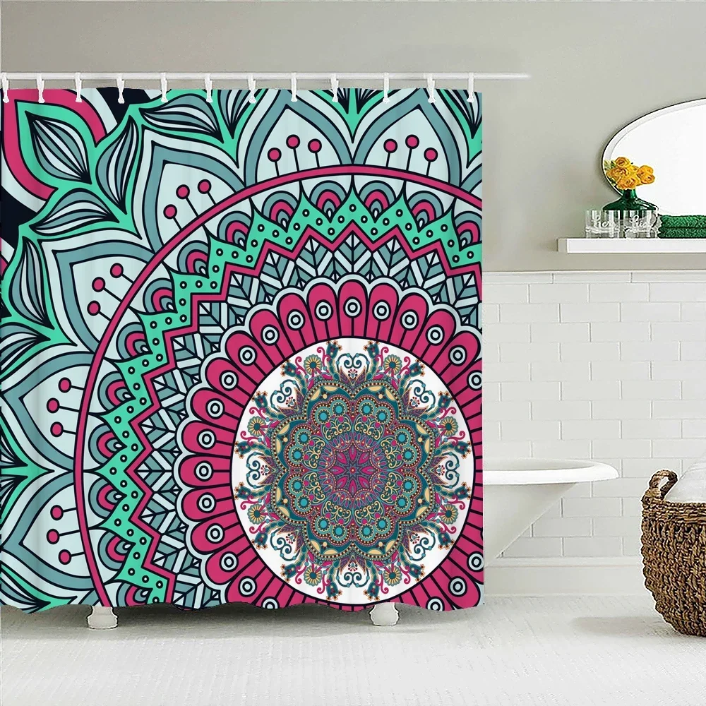 Indian Bohemian 3d Shower Curtains Waterproof Fabric Print Boho Mandala Bathroom Curtain With Hooks Decor 180*200 Bathtub Screen