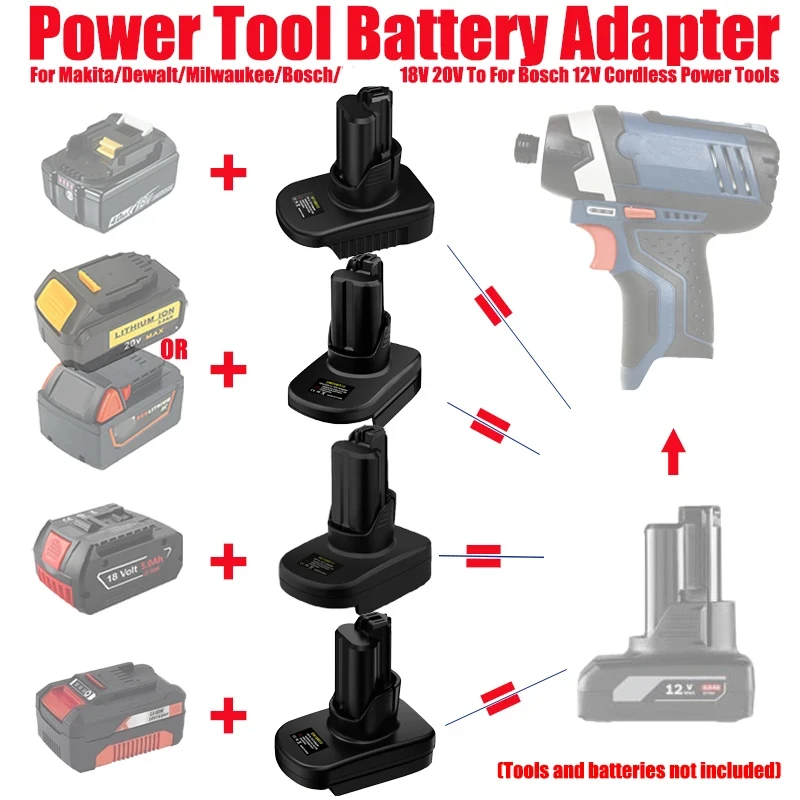 HAKSINKY Battery Adapter for Makita/Dewalt/Milwaukee/Bosch 18V 20V Batteries Convert To Work for Maktia/Bosch 12V Tools