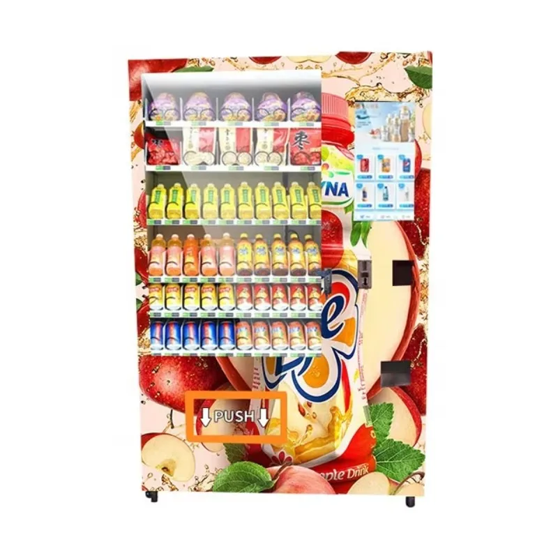 Smart Refrigerated Combo Vending Machine Snacks Drinks Hot Coffee Touch Screen QR Code Payment 24 Hour Outdoor