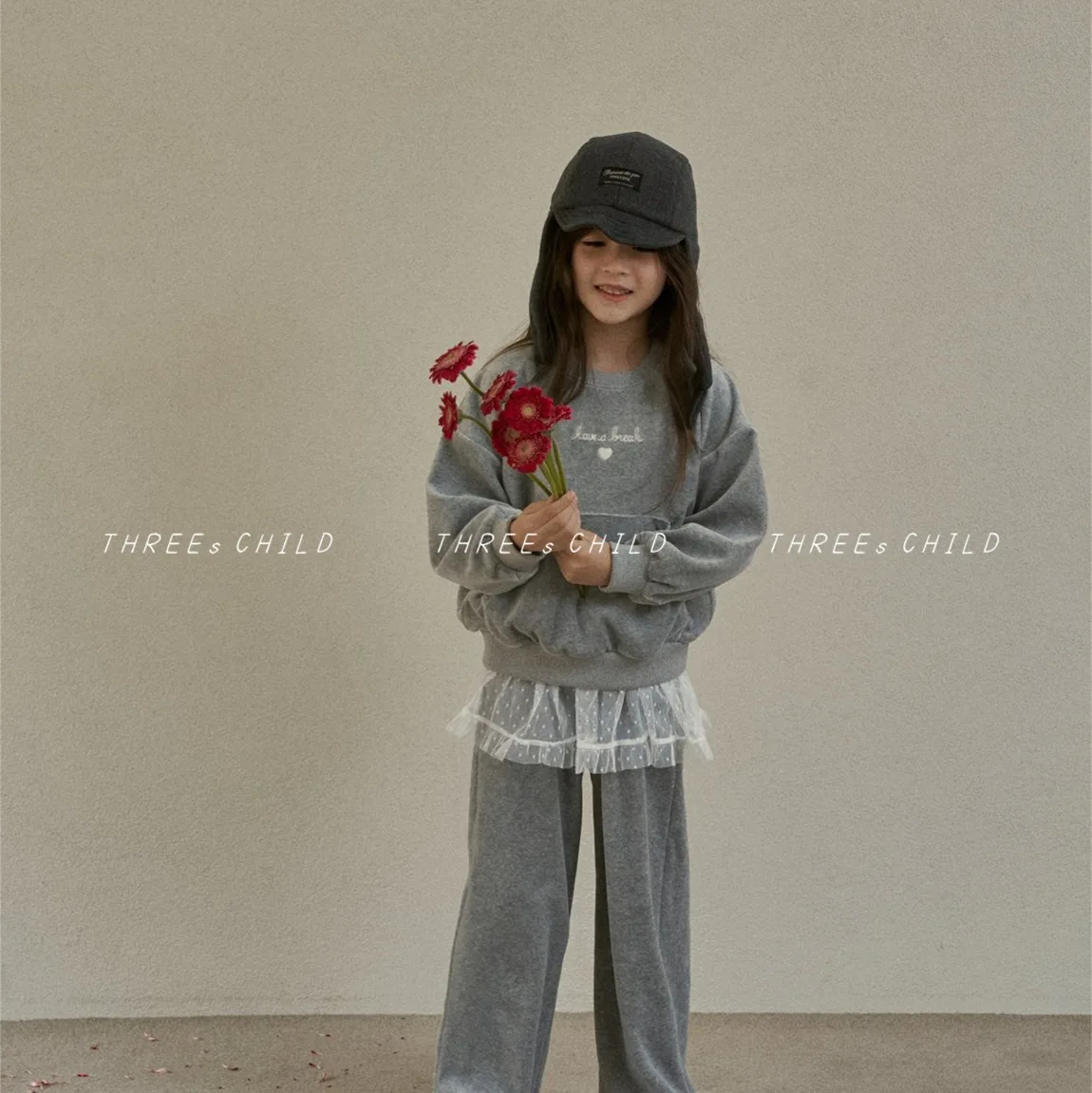 New Autumn Winter Set for Children Cute and Casual for Girls Comfortable and Versatile Yarn Skirt Pants Sweatshirt Two-piece Set