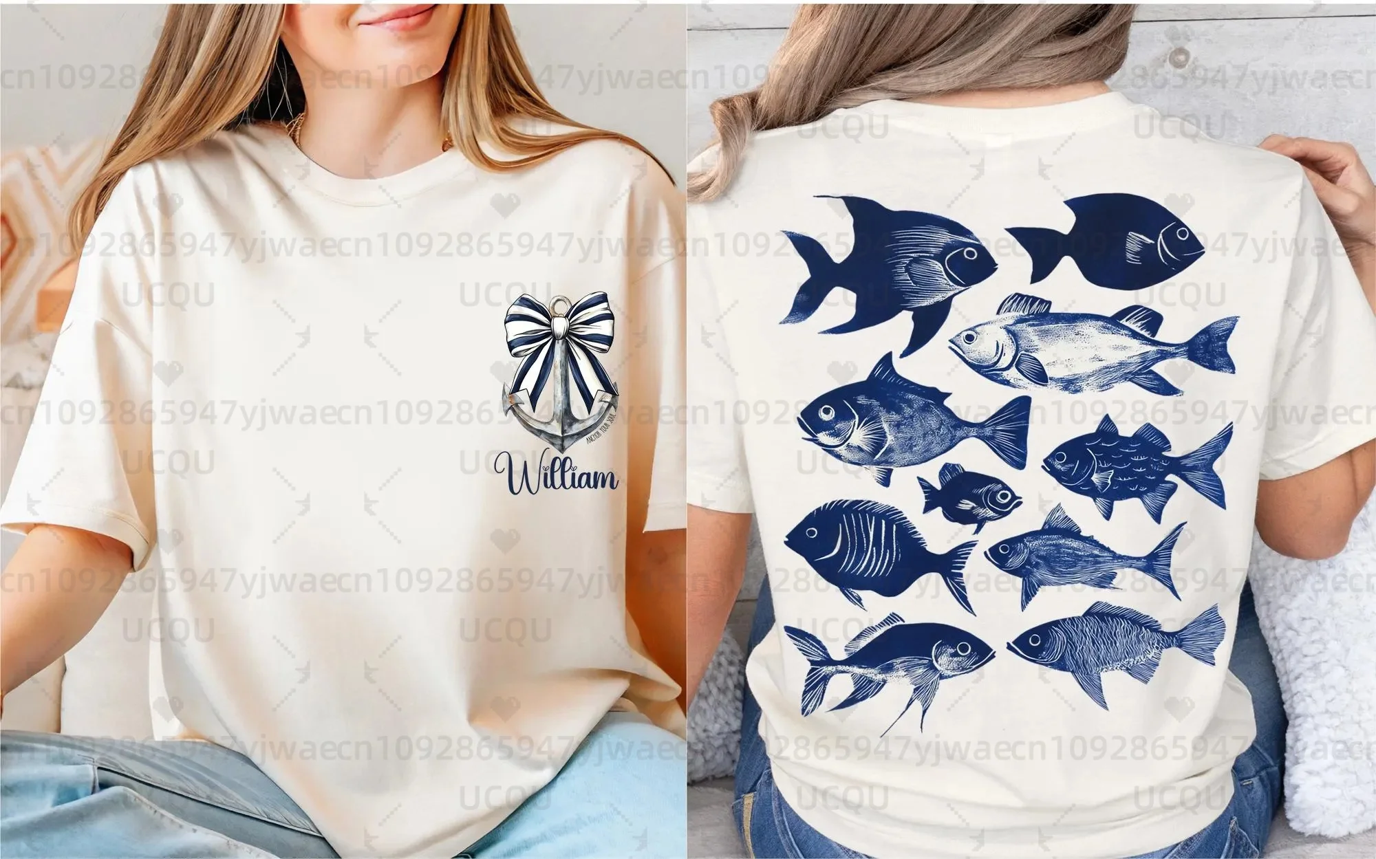 Camiseta náutica de peixe e âncora, sardinas estanhadas, peixe estanhado, amante de sardina, camiseta casual masculina de manga curta