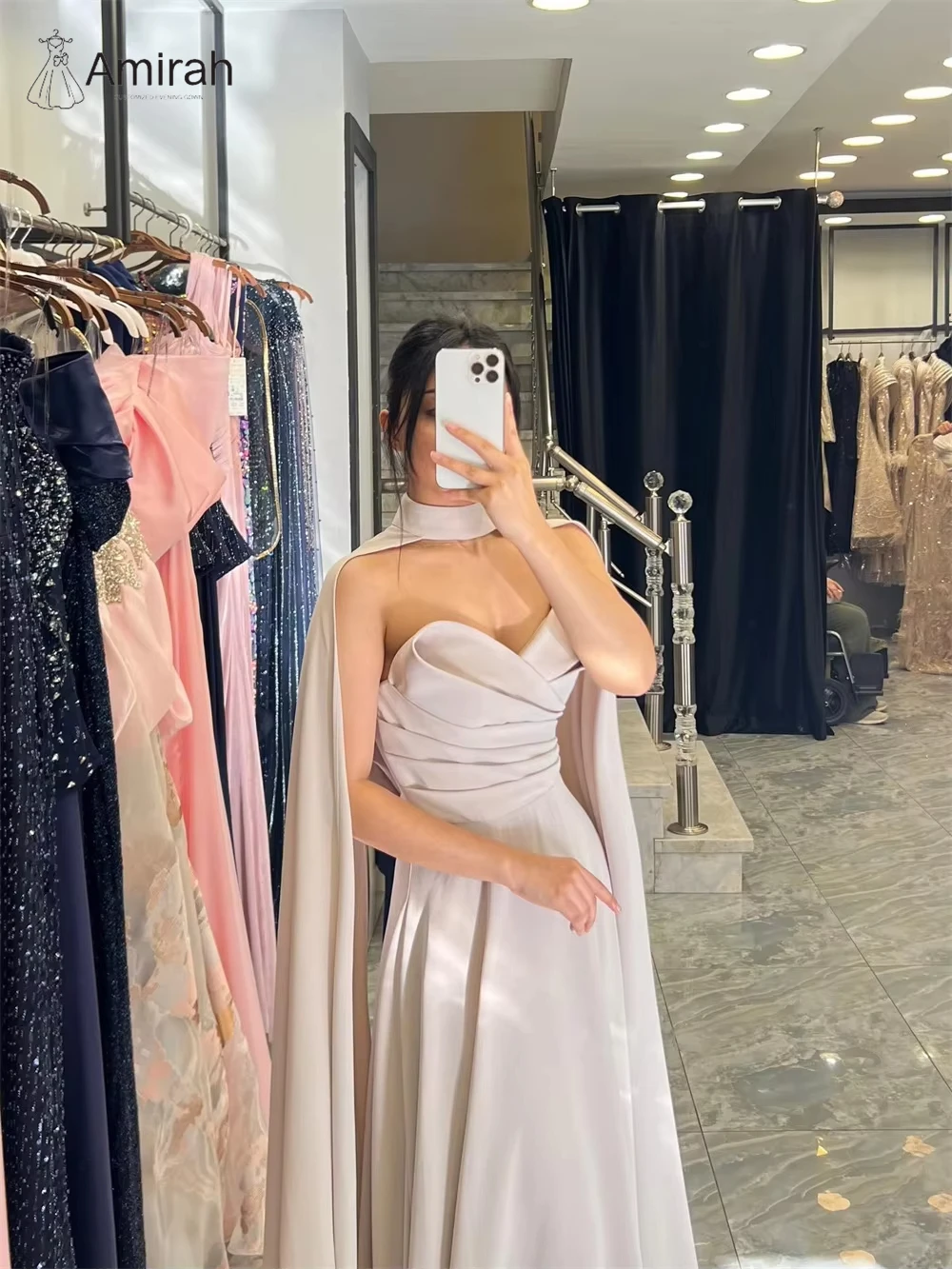 Amirah vestido de noite feminino fora do ombro feito sob encomenda a linha chiffon vestido de baile feminino 2025 fita vestido de baile vestidos de festa