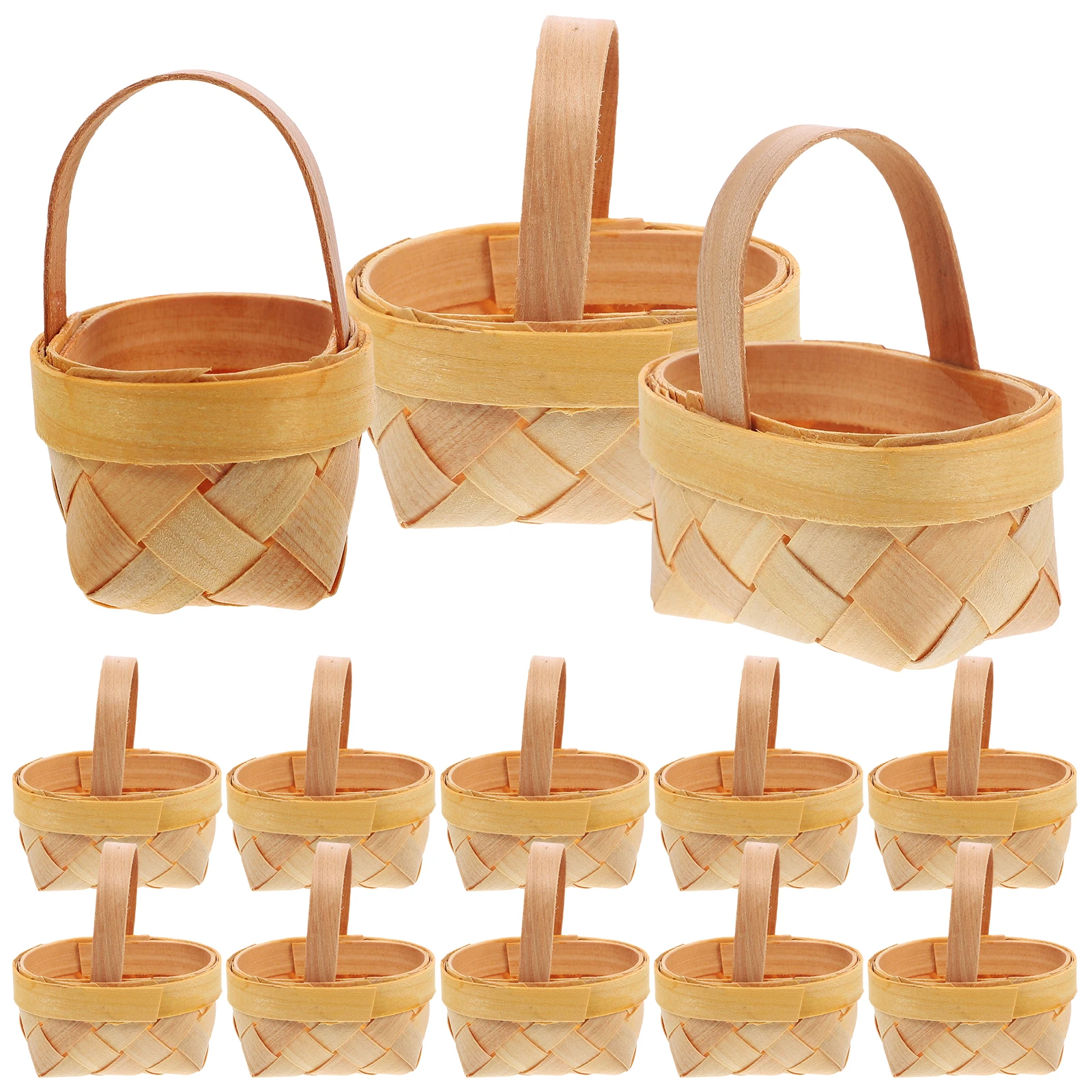 

15 pcs Mini Wooden Baskets Handwoven Storage Basket Party Favor Candy Box 6 5x5x3 5cm Durable Practical Rustic