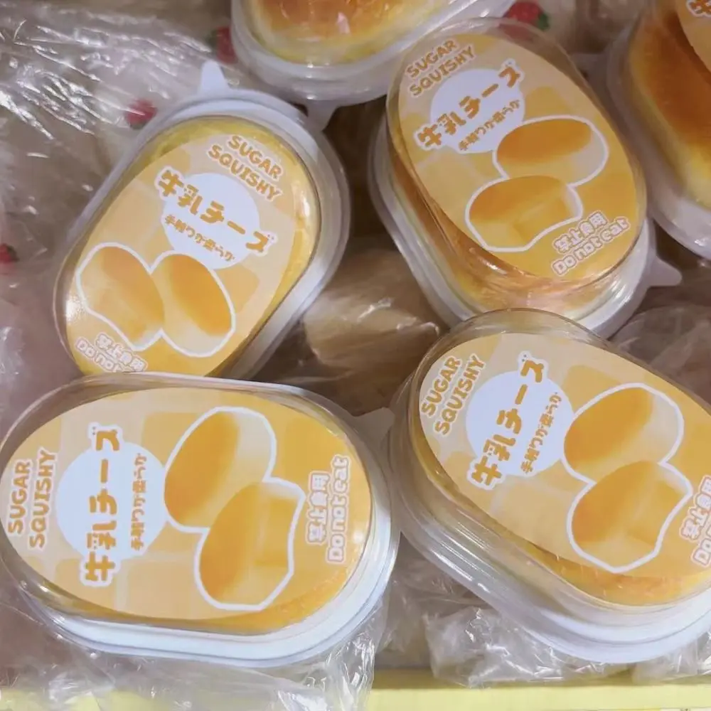 New Squishy Simulated Cheese Bread Squeeze Toy Slow Rebound Soft Texture Squeeze Fidget Toy Food Shaped Sensory Toy