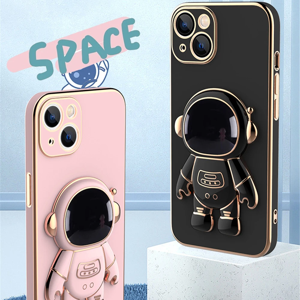 For Find X7 Ultra X7pro Plating Astronaut Stand Holder Case For FindX7 X7ultra X6 X5 Pro Candy Color Silicone Soft Phone Cover