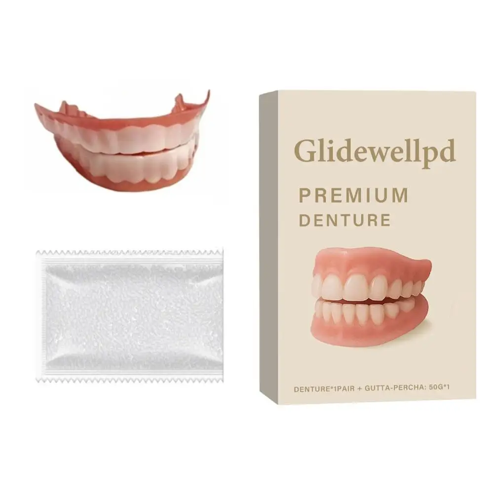 Silicone Reline Denture Set,Upper and Lower Denture Reline Kit,Silicone Denture Full Mouth, False Teeth Fit for Men Women