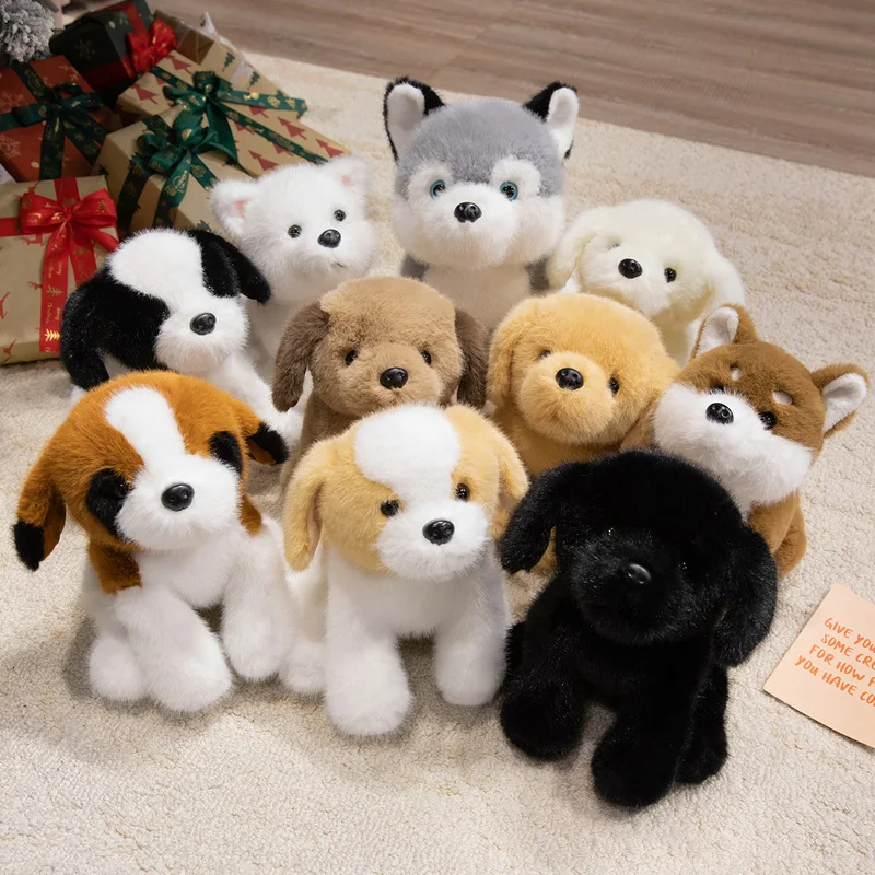 

30cm Simulation Famous Dog Series Husky Plush Toy Cute Samoed Shiba Inu Collie Doll Lifelike Cartoon Animals for Kids Xmas Gifts