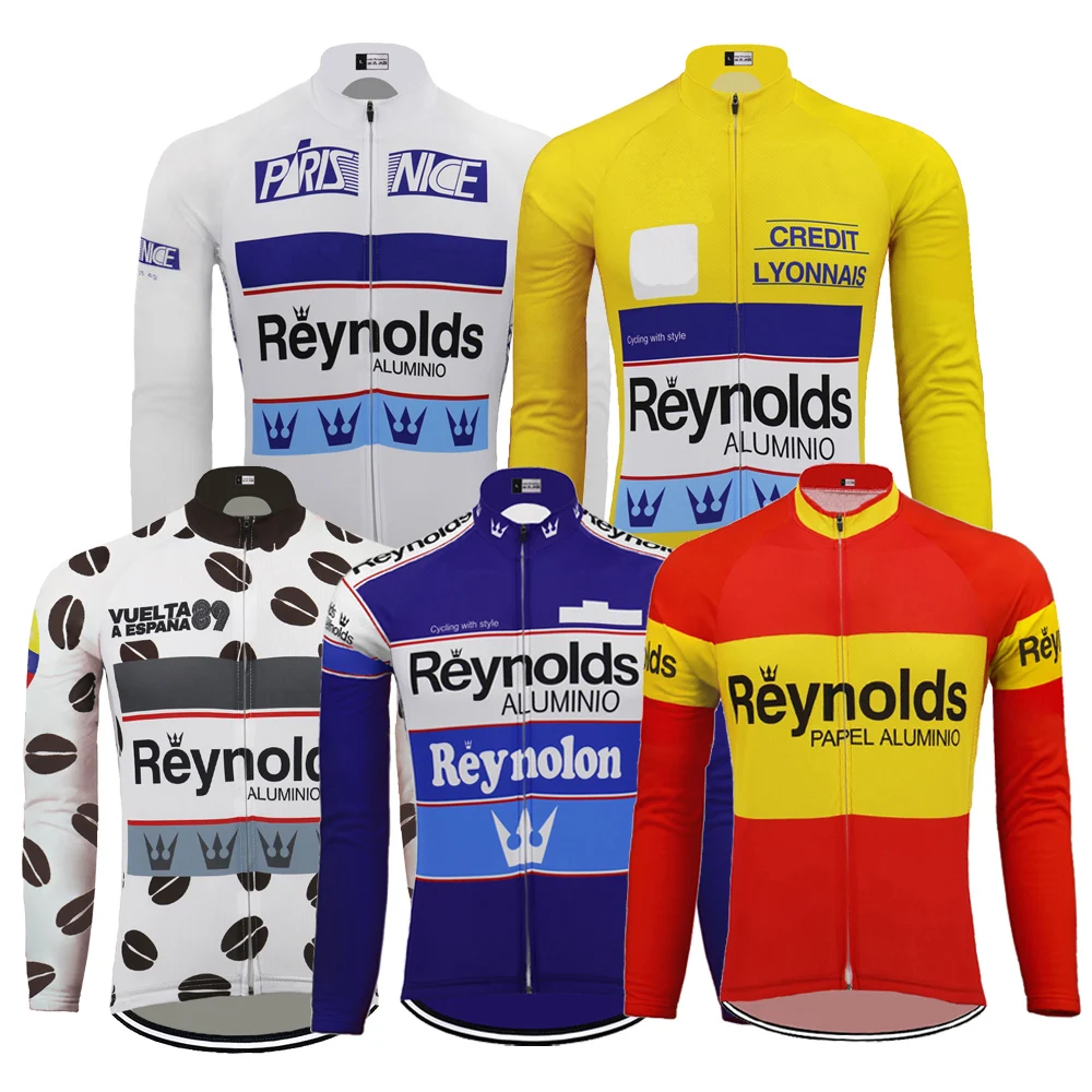 Reynolds Long Sleeve Cycling Jersey Winter Fleece And No Fleece White Yellow Classic Bike Clothing Maillot Ciclismo