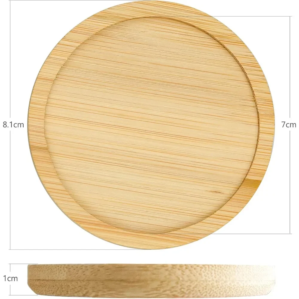 1 قطعة أصيص زهور عصاري دائري صغير ، دعم سفلي لعلبة النبات ، نباتات مصغرة ، قواعد أكواب من الخيزران الطبيعي ، أطباق خشبية #6