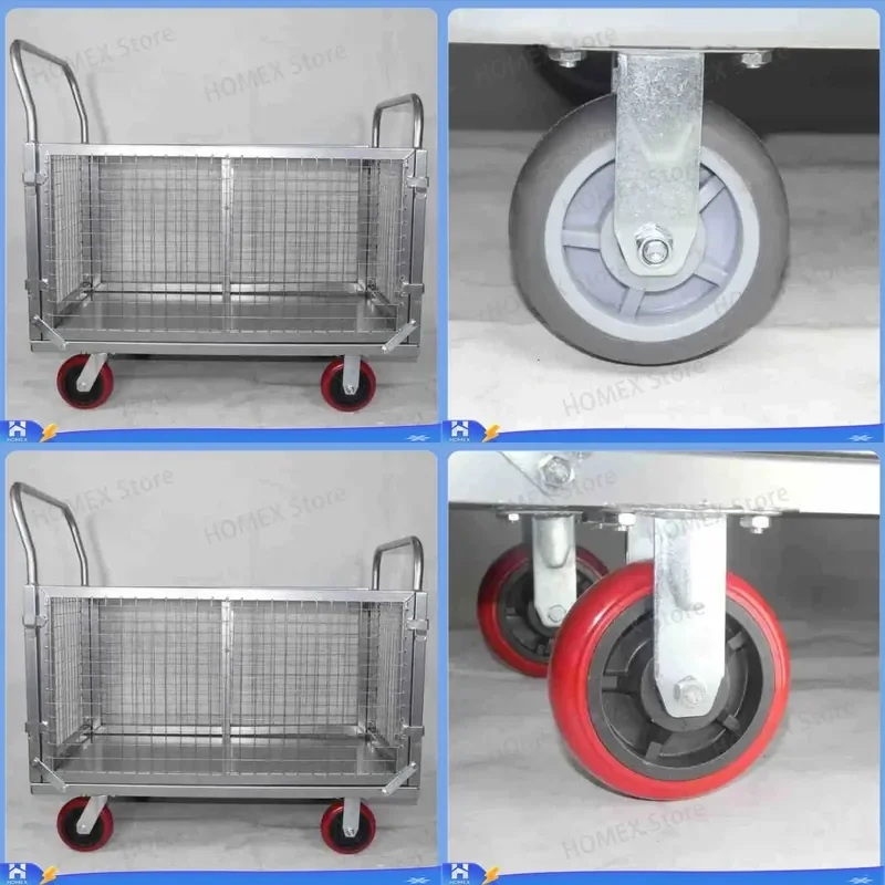 Custom Fixed Fence Net Cart Heavy Duty Warehouse Workshop Cargo Handling Trolley Express Logistics Truck Wear Resistant