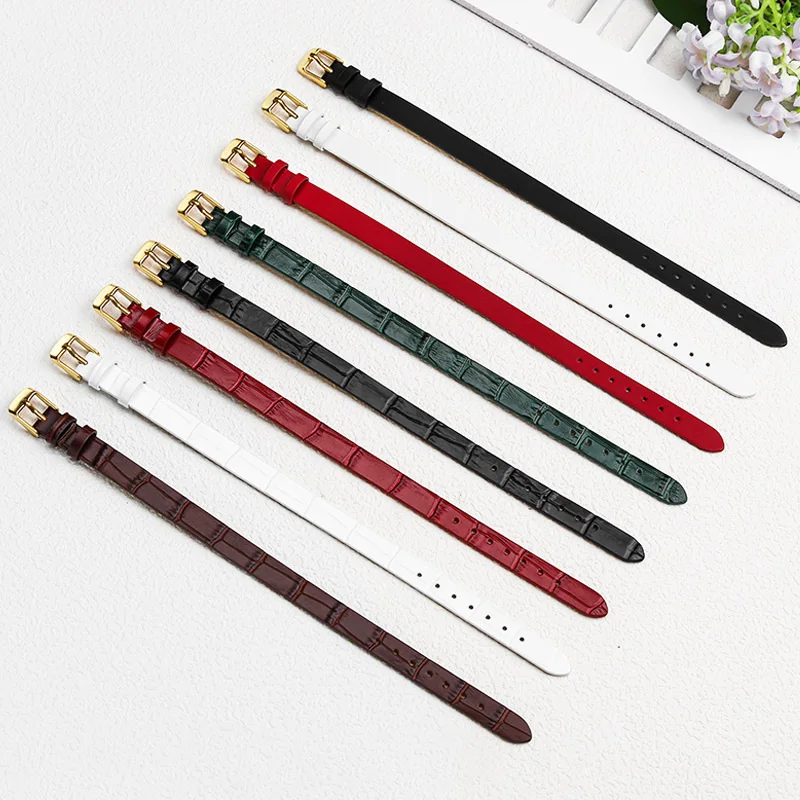 A cowhide watch strap for jewelry women\'s silk crocodile pattern cowhide jade bracelet custom cowhide watchband 6mm 8mm