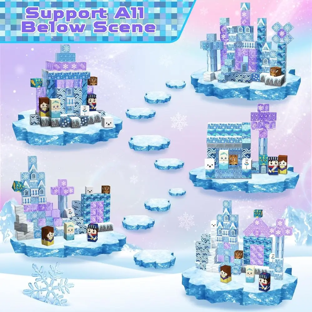 100-Piece Transparent Blue Magnetic Building Blocks Set for Kids 3+, STEM Educational Toy for Boys and Girls Ages 4-12, Ideal Bi