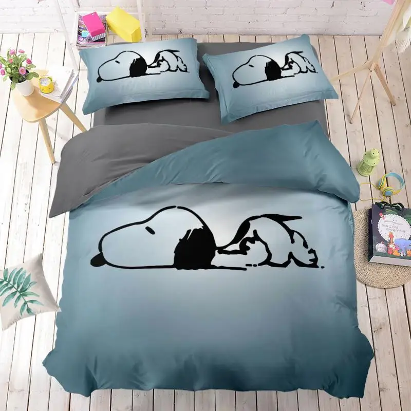 

Cartoon Snoopy Four-Piece Set Cotton Bedding Sheets Quilt Cover Pillowslip Home Double Bedding Student Dormitory Cotton 3Pcs