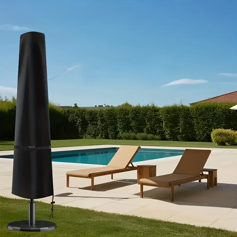 1 قطعة غطاء مظلة خارجي من قماش أكسفورد 210D عالي التحمل، للاستخدام في جميع الأحوال الجوية، مع مشبك ورباط