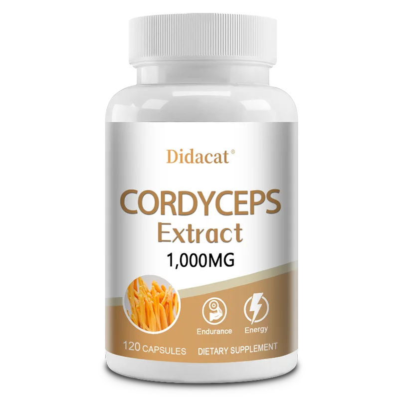 Natural Cordyceps 1000 Mg Supplement - Non-GMO 120 Capsules, Stamina and Energy Support, Helps Immune & Cardiovascular Health