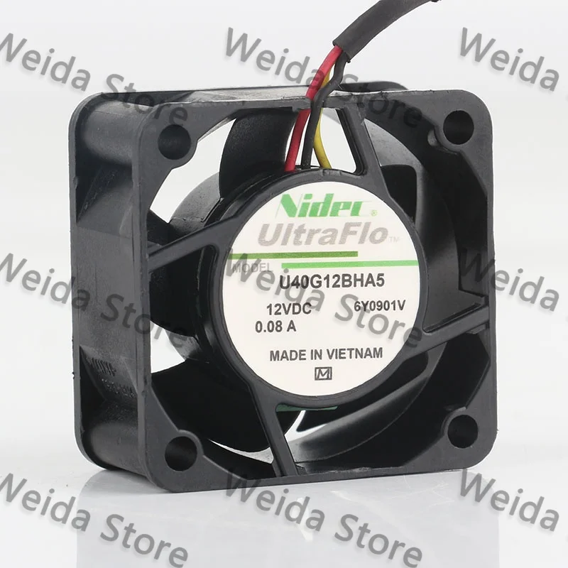 Original Nidec DC 12V 0.08A 4CM 3-wire ultra-silent server 40X40X20MM power supply U40G12BHA5 4020 cooling fan