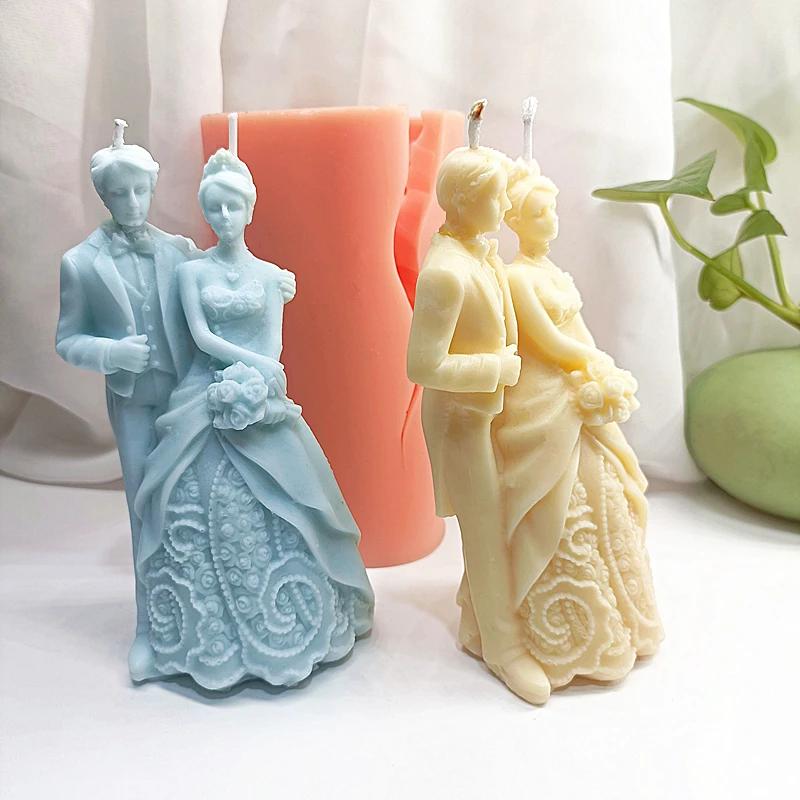 

DIY Wedding Couple Candle Silicone Mold Handmade Groom and Bride Wax Resin Epoxy Mould Cake Gifts to Wedding Ceremonies