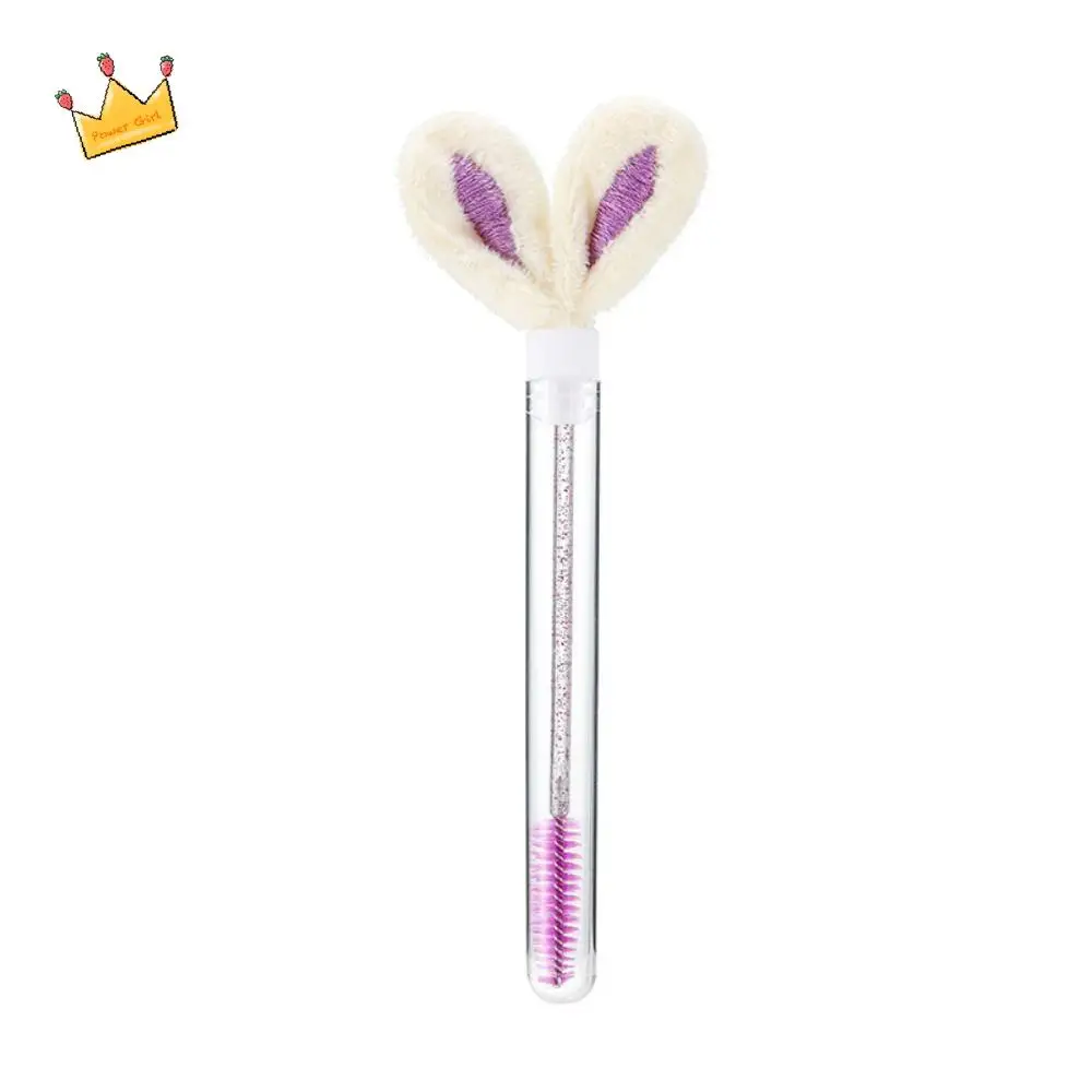 Peine redondo para dientes, cepillo para rímel con Orejas de conejo, varita para rímel con purpurina transparente Multicolor, tubo reutilizable para extensión de pestañas