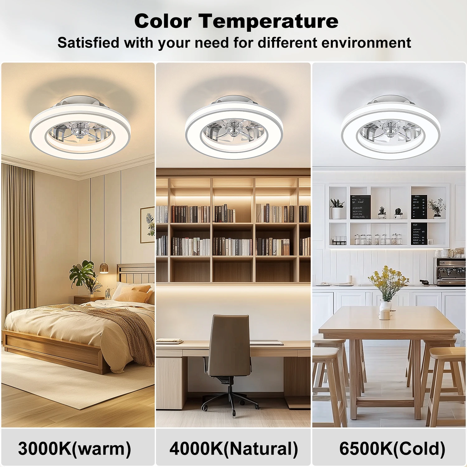 16 Inch Ceiling Fan LED Ceiling Fan Light with Remote Control Infinite Dimming 6 Levels of Wind Speed ​​Living Room Bedroom Chandelier Fan