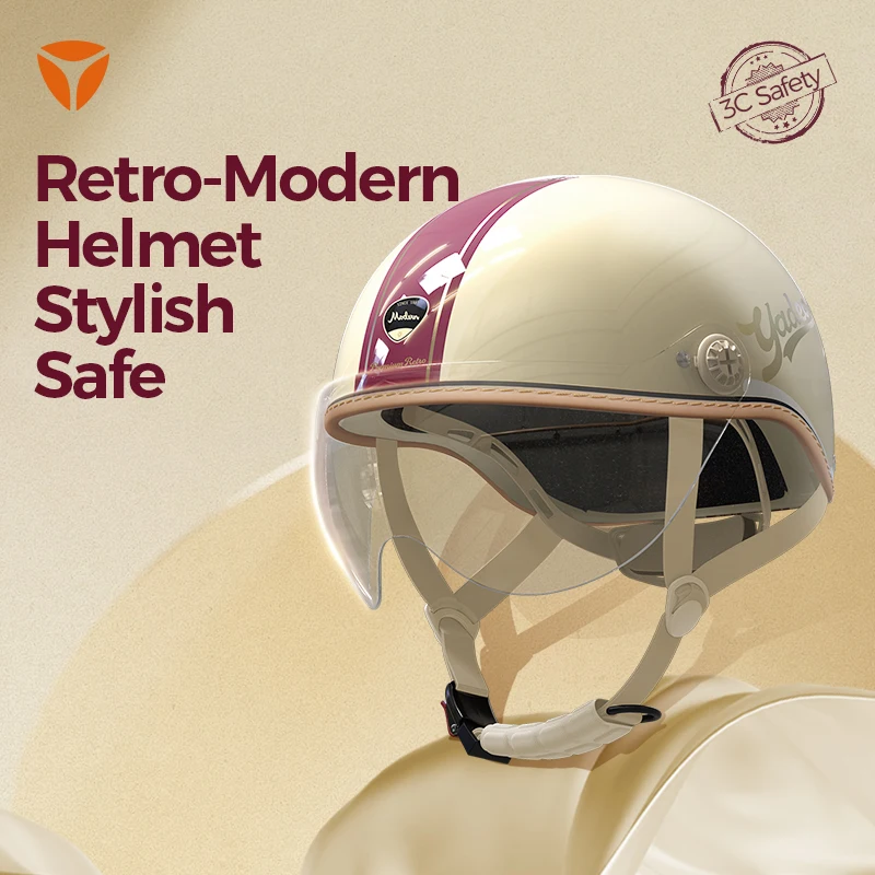 

Yadea Custom 3C Vintage Modern Helmet Retro Style Motorcycle Helmet with Visor for Men Women